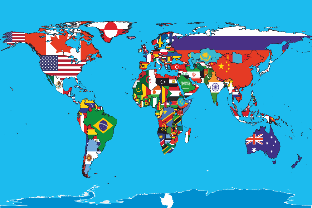 Drapeau-pavillon Planisphère (carte des drapeaux du monde)
